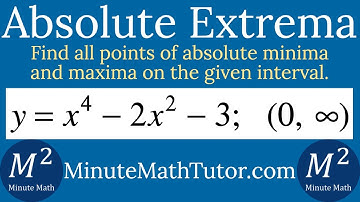 y=x^4-2x^2-3; (0, ∞) | Find all points of absolute minima and maxima | Worked out solution