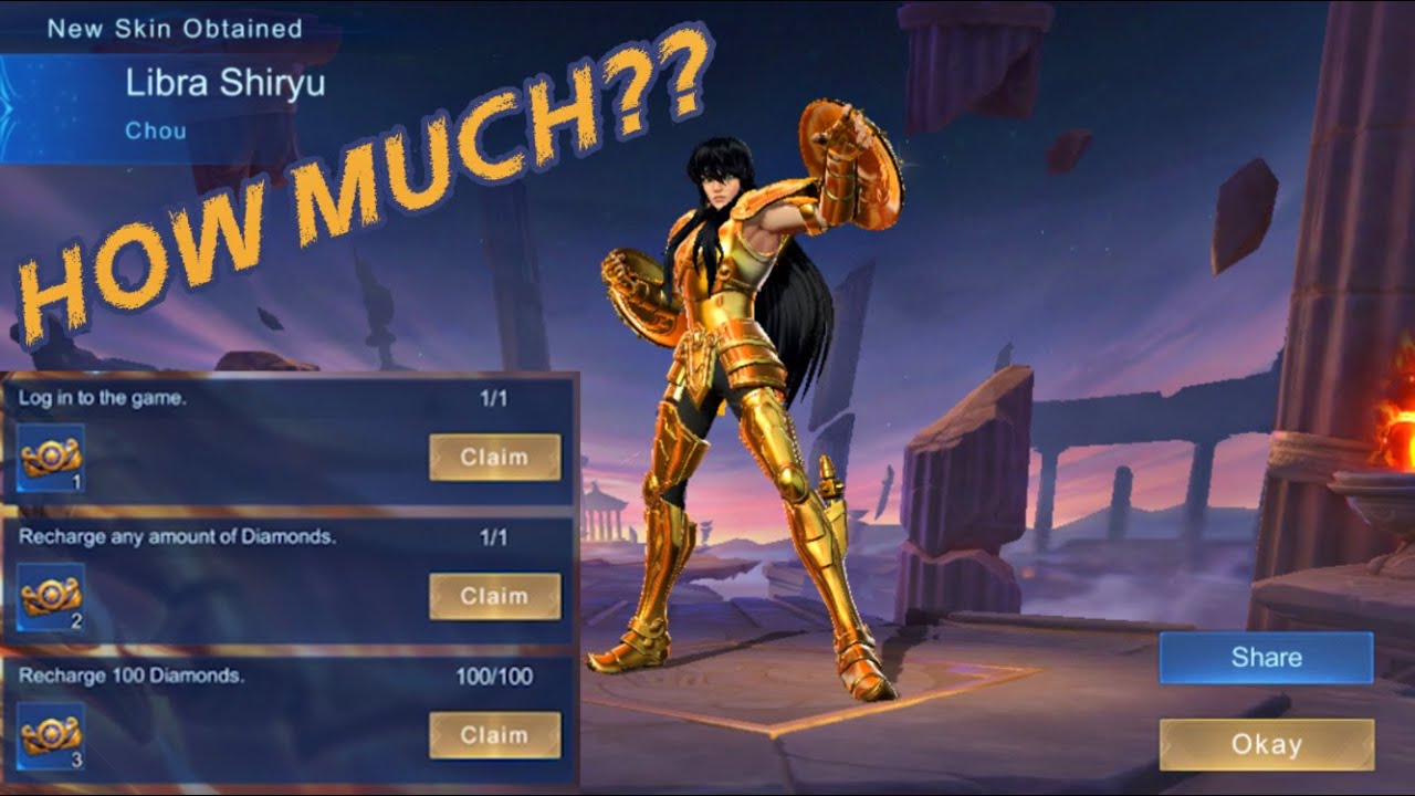 GETTING Godly Chou Libra Shiryu |SAINT SEIYA event free tickets! |HOW MUCH?| MLBB