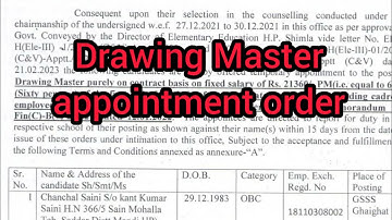 Drawing Master appointment order