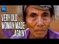 VERY OLD  lady made YOUNG again ►PHOTOSHOP TRANSFORMATION