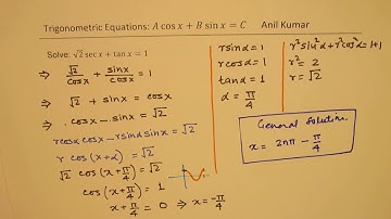 Solve Trigonometric Equations of Type A cos⁡x + B sin⁡x = C - EDEXCEL - GCSE - SAT