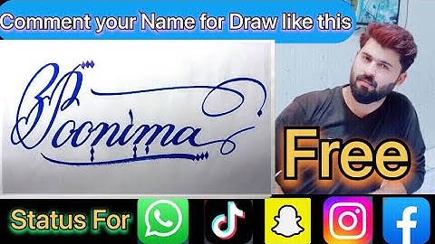 Poonima Name Signature Calligraphy Status | How to Cursive write with cut Marker #poonima @Poonima