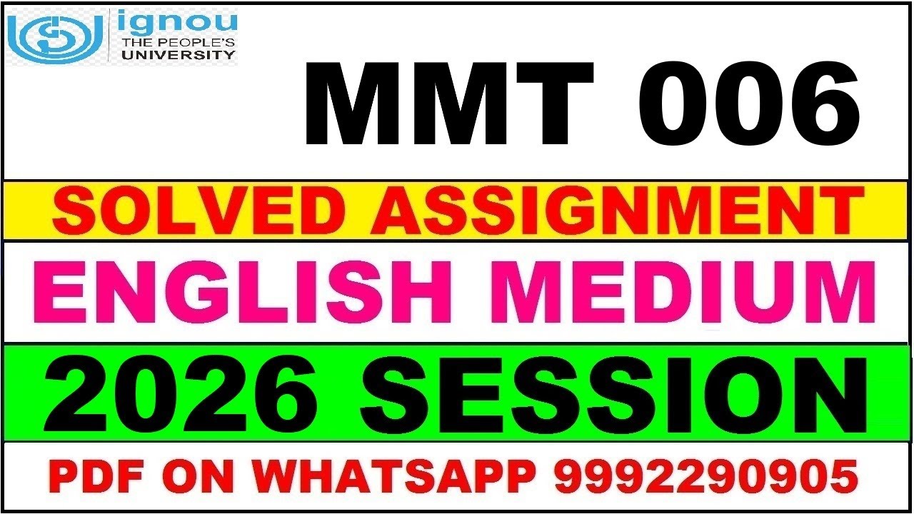 MMT 006 solved assignment 2026 in English || mmt 006 solved assignment 2026 || ignou mmt006 2026