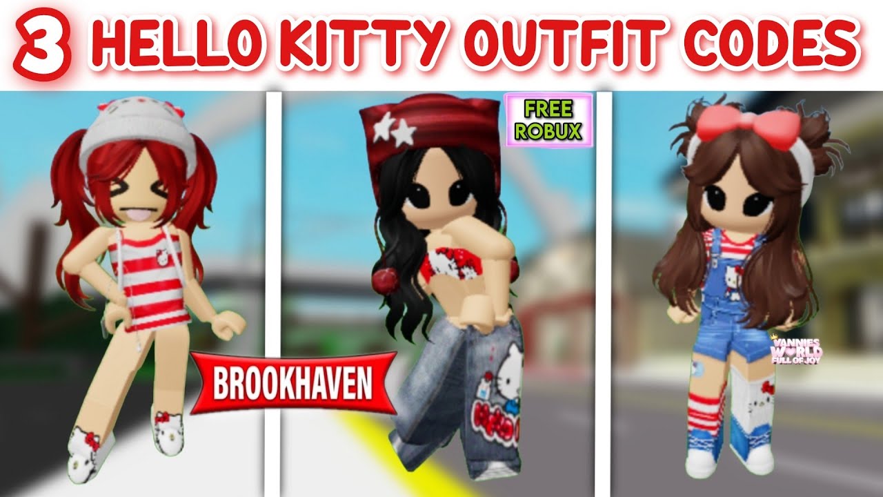 CUTE HELLO KITTY OUTFIT ID CODES FOR BROOKHAVEN 🏡RP ROBLOX ﾐ・◦・ﾐ✨️ 