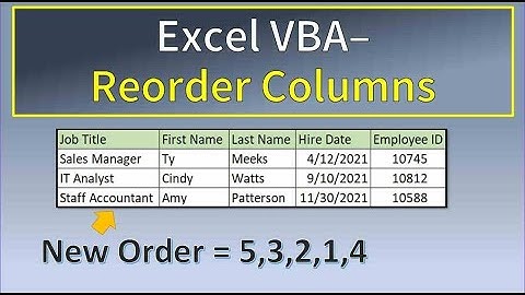 Excel VBA Reorder Columns