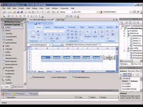 microsoft excel data binding using vsto net and csharp youtube