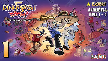Diner Dash 5: BOOM! (PC) - 1080p60 HD Walkthrough Part 1 - Avenue Flo, Level 1 to 5