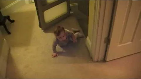 Lauren Grace climbing the stairs for the 1st time