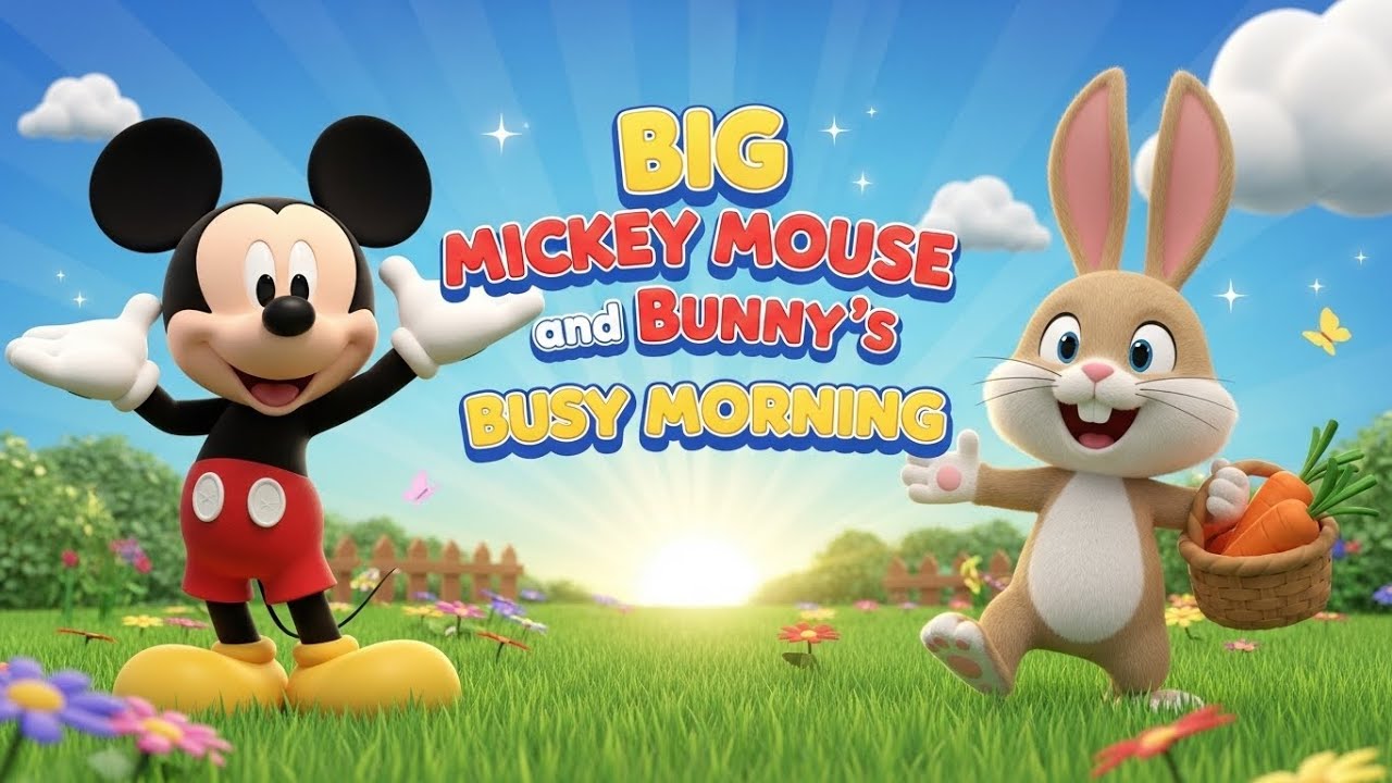 Mickey Mouse and Bunny’s Busy Morning 🐰☀️ | Fun 3D Cartoon Story for Kids
