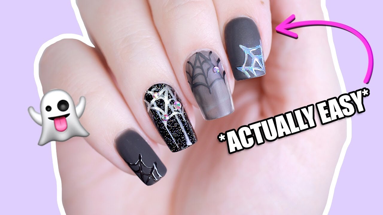 Spiderweb heart design 🕸🖤🕷 #nailtutorial #halloweennails #nailart #... |  TikTok