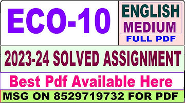 eco 10 solved assignment 2023-24 || eco 10 solved assignment 2024 in English || ignou eco10 2024