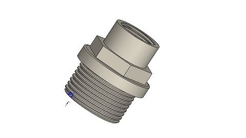 Threaded Reducer 1" x 1/2", modeled in SOLIDWORKS