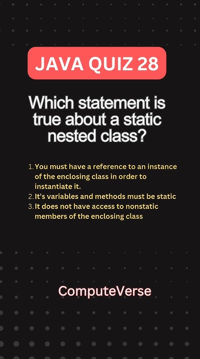 Java Quiz 28 : Understanding Static Nested Classes in Java - YouTube