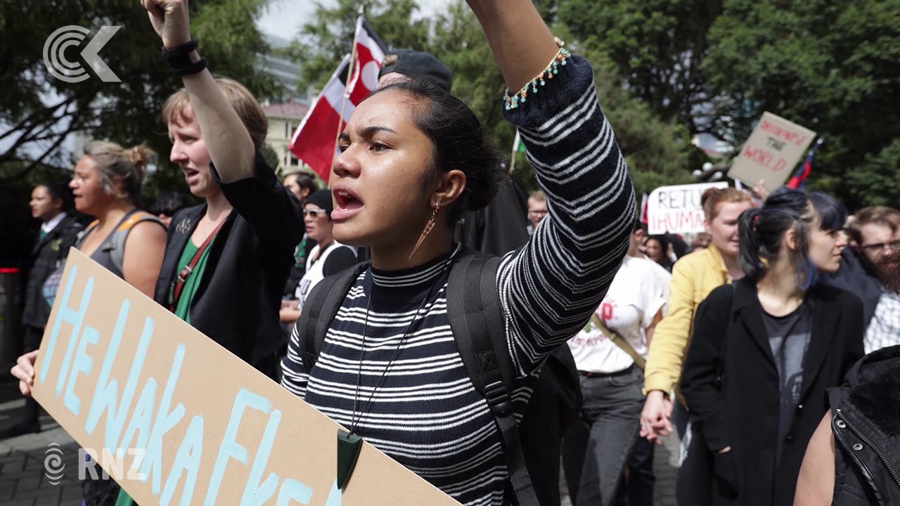 newspaper mockup Group marches on Parliament over Ihumatao land dispute