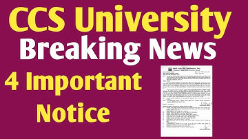 Today CCS University Notice || CCS University Meerut news || CCS University latest news