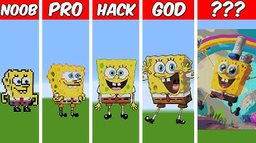 SPONGE BOB Pixel Art Build in Minecraft ! Noob vs Pro vs Hacker vs God - Minecraft Animation
