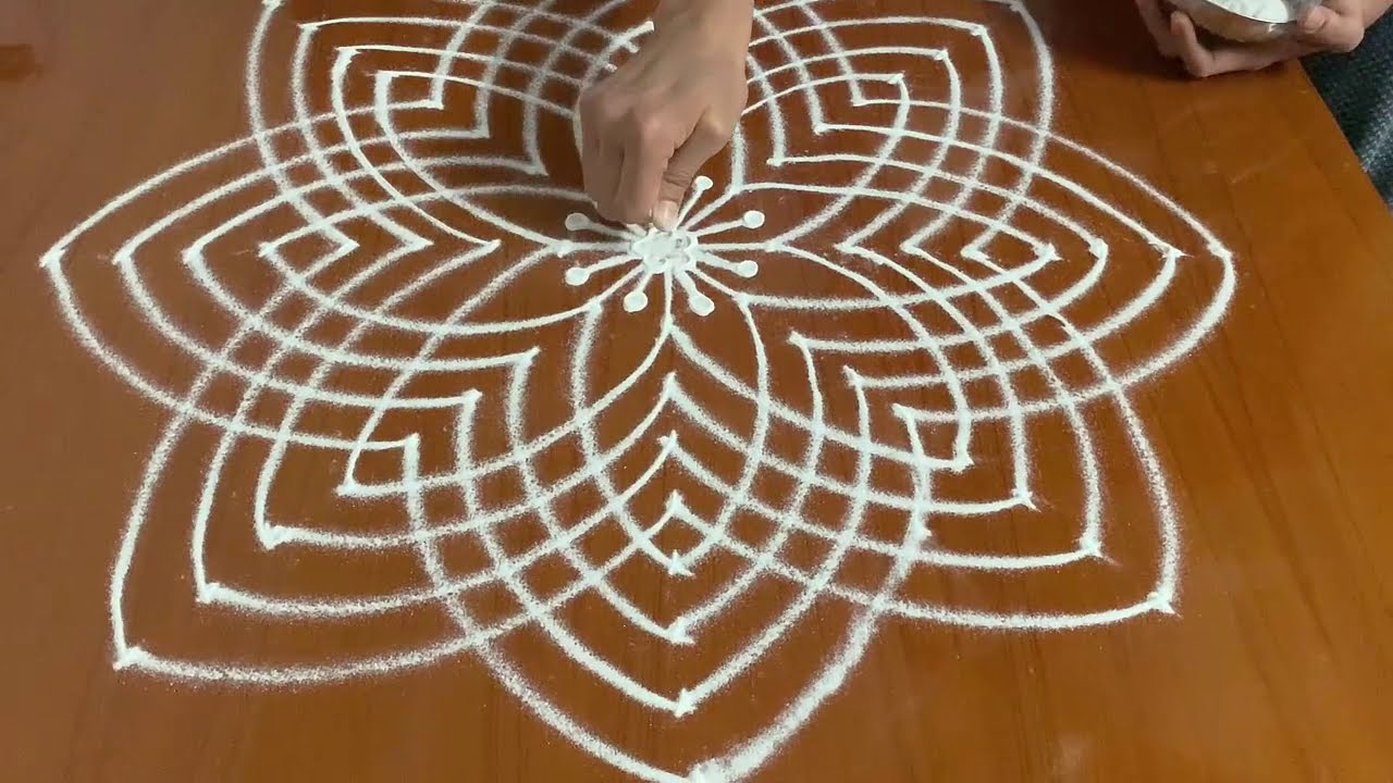 Simple Lakshmi Asta Dala Padma RangoliDots 88 Rangoli Designs  Rangoli Ideas