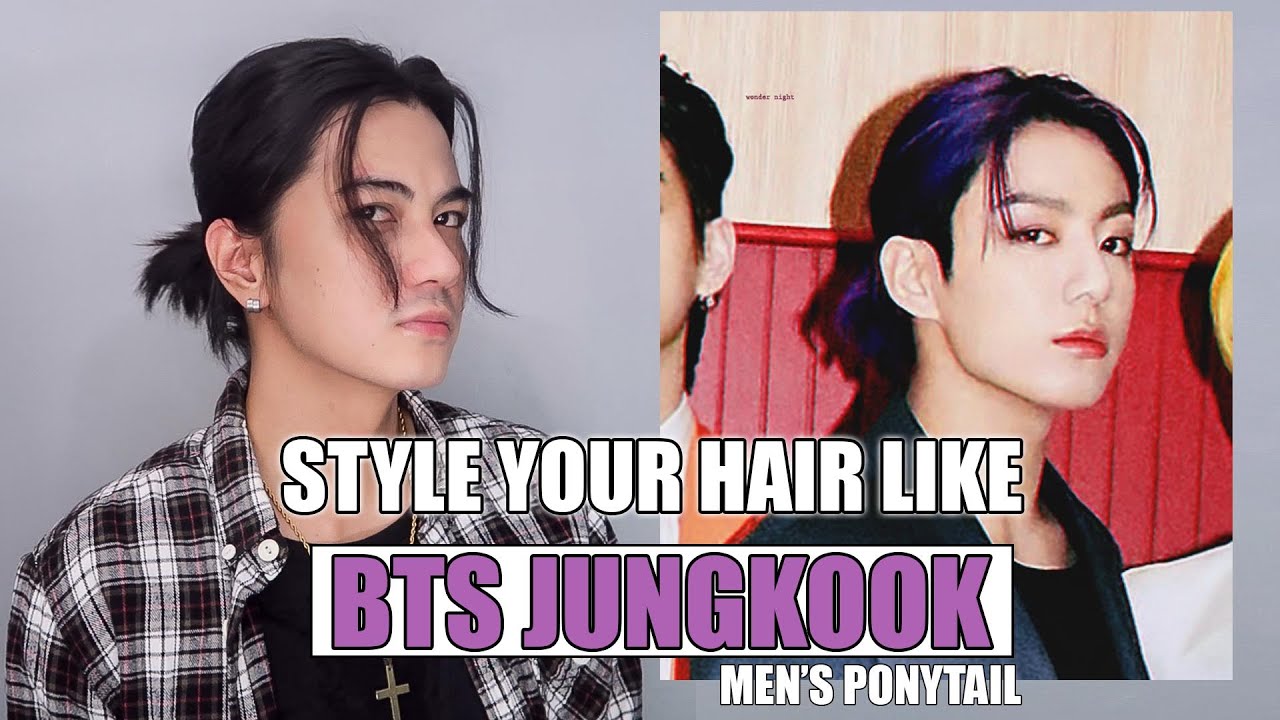 How To Style Your Hair Like BTS JUNGKOOK | Men's Ponytail Hairstyle -  YouTube