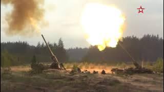 Russian self-propelled guns 'Malka' fire at Ukrainian positions
