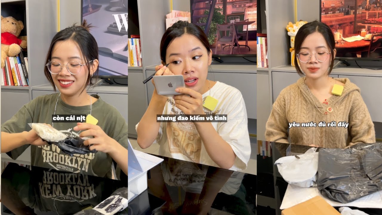 Khui hàng và tập tô màu lên face cùng ely nha