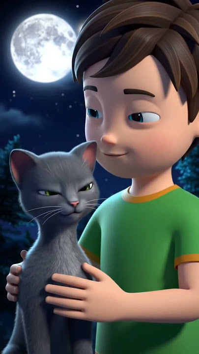 चाँदनी रात की दोस्ती: लड़के और बिल्ली की प्यारी कहानी। Ladke aur billi ki kahani। kids।cartoon video