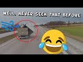 Strong winds separate box from Truck just in front of Dashcam!