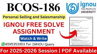 Ignou Bcos-186 2025-2026 Solve Assignment Ignou Free Solve Assignment 2025-2026 Ignou