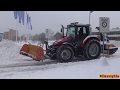4K| Massey Ferguson 6455 Plowing Snow - Nice Exhaust Sound