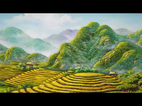 TRANH PHONG CẢNH RUỘNG BẬC THANG VÀ NÚI RỪNG TÂY BẮC - TRANH PHONG THUỶ