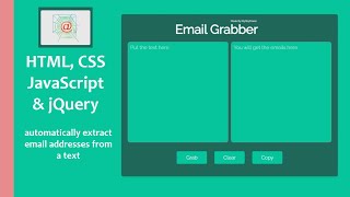 Email Grabber JavaScript | Extract Emails of Text in HTML, CSS, JavaScript & jQuery