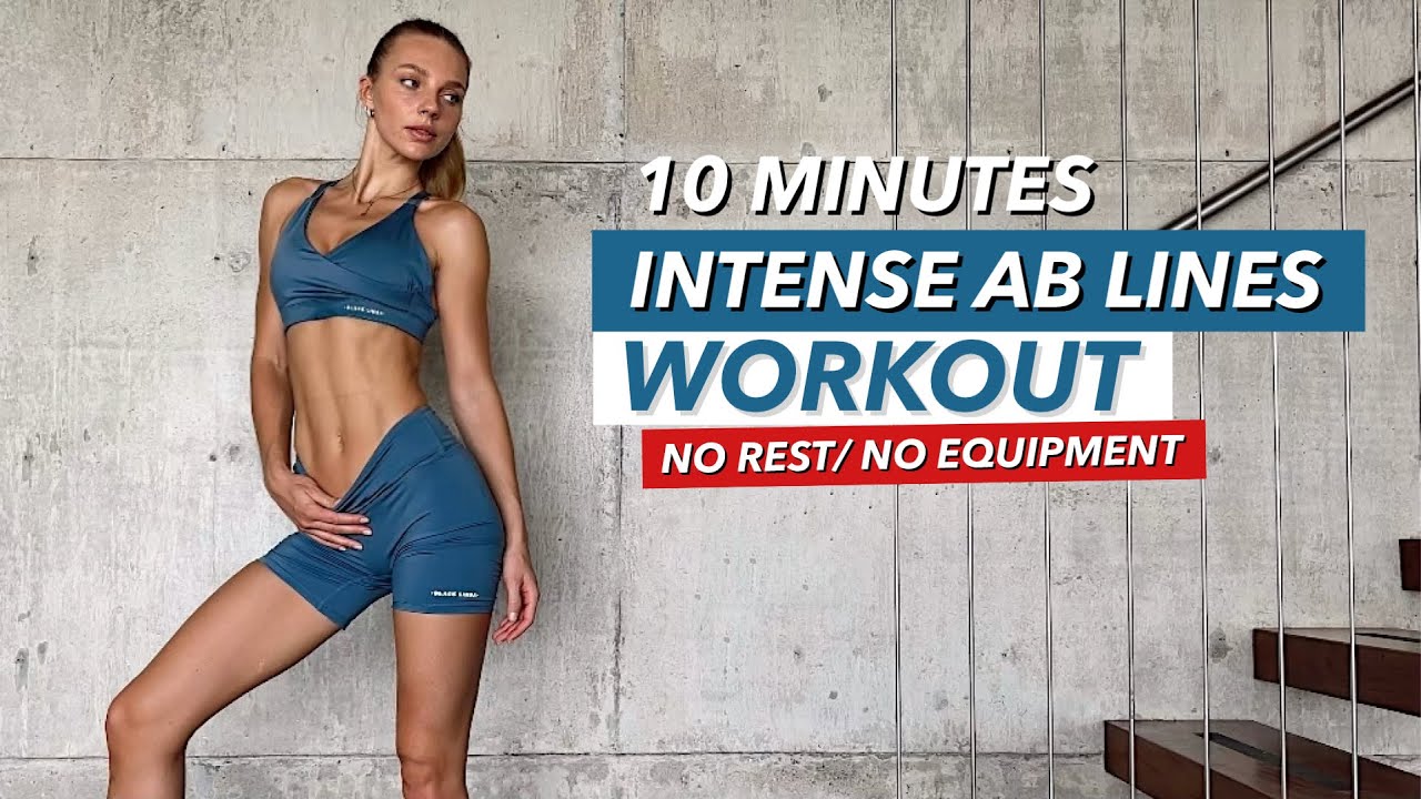 10 MIN INTENSE AB LINES WORKOUT / Upper, lower abs & obliques/ No Rest, No equipment/ Fit By Angela