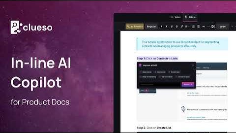 Clueso | In-line AI copilot to help you caft perfect product documentation.