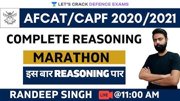 Complete Reasoning Marathon | Reasoning | Target CDS/CAPF/AFCAT/NDA 2020-2021 | Randeep Singh