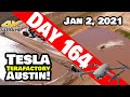 Tesla Gigafactory Austin 4K  Day 164 - 1/2/21 - Tesla Terafactory Texas - CAN SITE DRAIN THE RAIN?