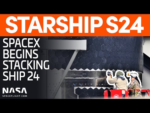 Stacking of Starship 24 Begins in the High Bay | SpaceX Boca Chica