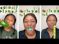 Asmr emojis challenge green food