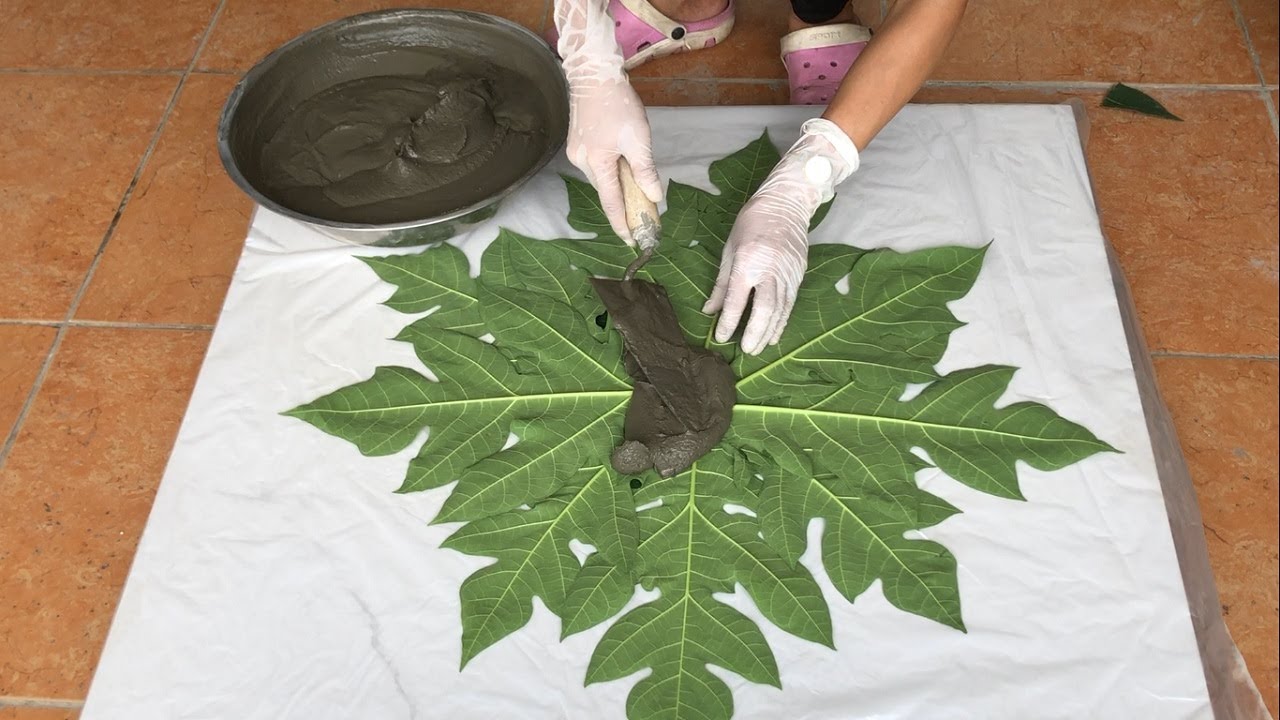 Ideas Design Most Creative Flower Pots / Cement Pots Made Of Leaves