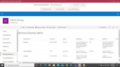 Business Glossary integration in Blend 365