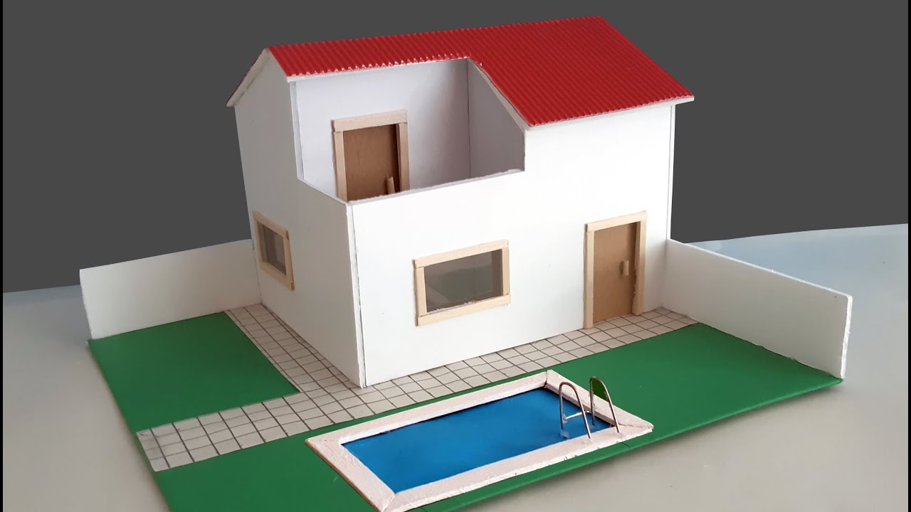 Como hacer una casa en de cartón piscina - YouTube | Maquetas de casas faciles, Casas de cartón, Como hacer casas