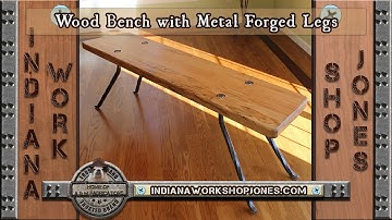Wood Bench with Metal Forged Legs
