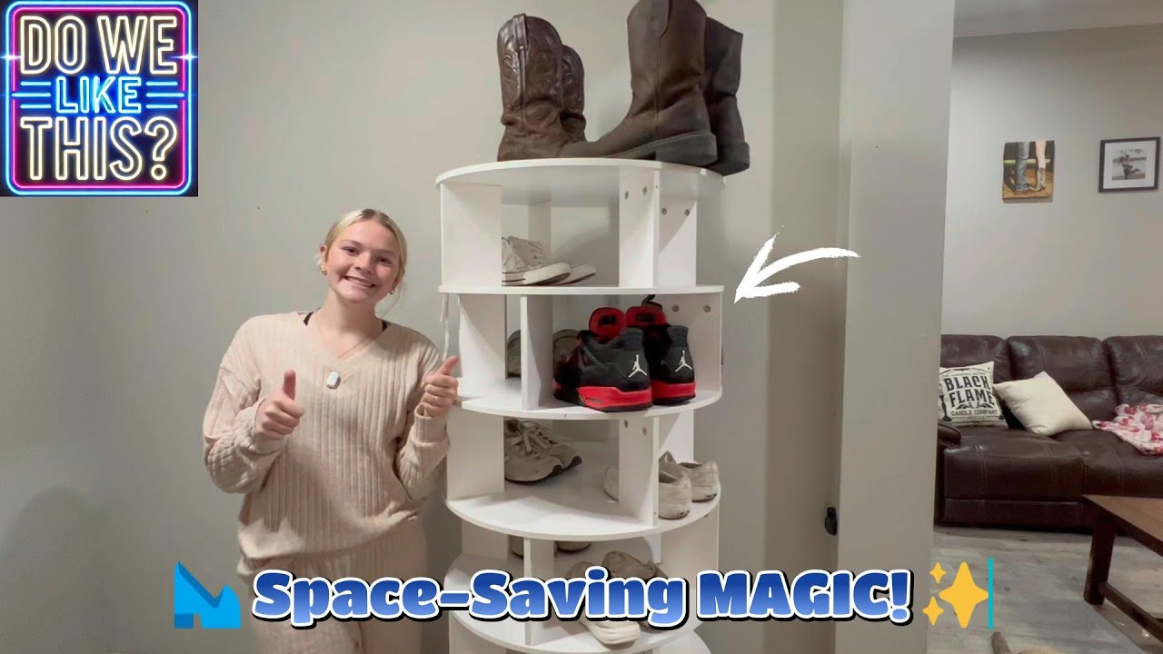 🪵✨ Space-Saving Genius! | Wooden Spinning Shoe Tower Test