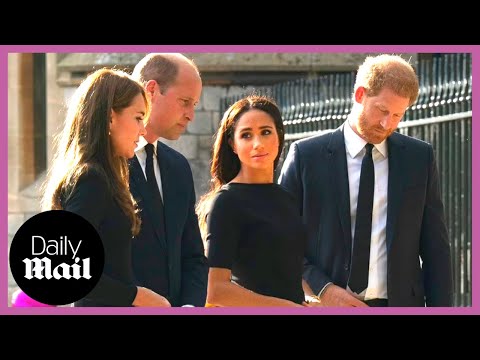 'fab four! ' meghan markle and prince harry join prince william and kate to mourn queen