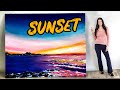 Acrylic painting sunset on canvas for beginners step by step tutorial  by syndia art