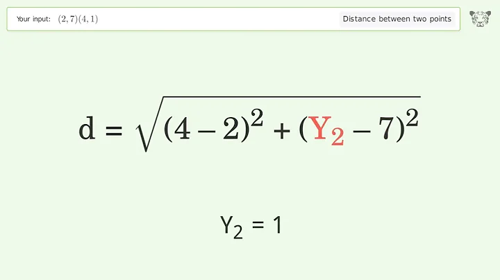 Find the distance between two points p1 (2,7) and p2 (4,1): Step-by-Step Video Solution