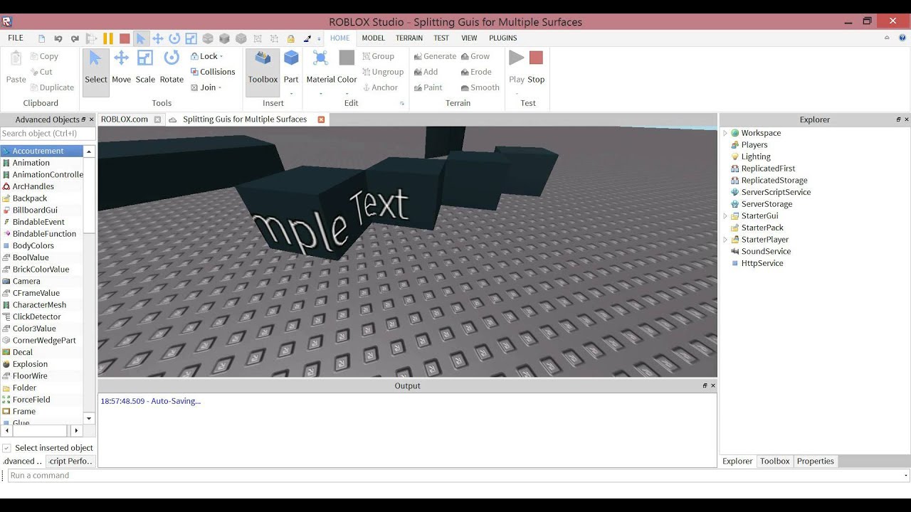 Wrapping A Surfacegui To Many Surfaces In Roblox Youtube - roblox camera lock plugin