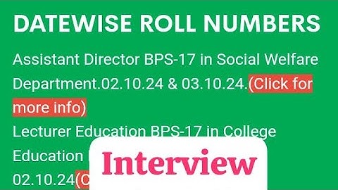 SPSC Upload Datewise Roll No. for Assistant Director BPS-17 in Social Welfare Dept#spsc