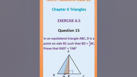 In an equilateral triangle ABC, D is a point on side BC such that BD = 1/3 BC.#cbseclass10maths