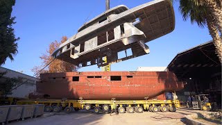 Building A Steel Explorer Yacht In 13 Minutes - 1-Year Time Lapse Bering 75 Eps. 41
