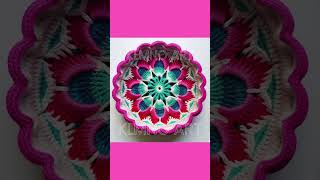 Gorgeous Color Plate Coaster Multicolor Crochet Wool Knitting Ai Designs Ideas - Klmno Art