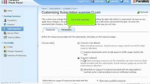 How to customize a subscription in Plesk Reseller - Canadian Web Hosting